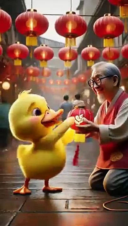 The Little Yellow Duck Cried When The Rabbit Took Away His Lantern._cute _duckling _shorts(360P)