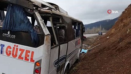 Oltu’da servis aracı kaza yaptı: 11 yaralı, 1 ölü