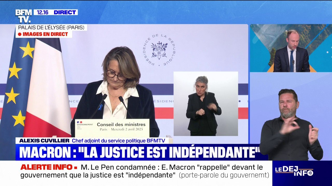 "La justice est indépendante": ce qu'a dit Emmanuel Macron sur la condamnation de Marine Le Pen durant le Conseil des ministres