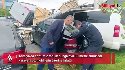 Antalya'yı hortum vurdu! 2 tonluk evi uçurup 9 arabayı parçaladı