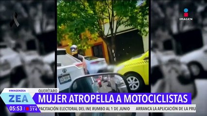 Mujer atropella a 2 motociclistas en calles de Querétaro