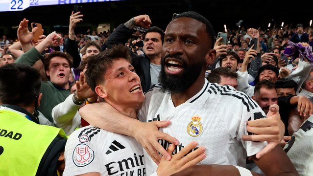 Copa del Rey: Rüdiger y su celebración con la grada del Real Madrid tras su gol contra la Real Sociedad