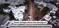 Drone mostra danos das cheias na Grécia