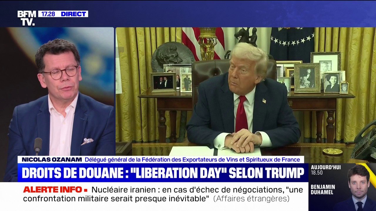 "Bien sûr qu'on est inquiet" : Nicolas Ozanam, de la Fédération des Exportateurs de Vins et Spiritueux de France, se dit "très attentif" aux annonces de Donald Trump
