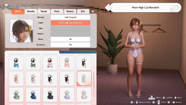 misaki all outfits/hairstyles Venus Vacation PRISM DEAD OR ALIVE Xtreme