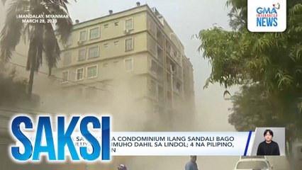Kuha sa sky villa condominium ilang sandali bago ito tuluyang gumuho dahil sa lindol; 4 na Pilipino, hinahanap pa rin | Saksi