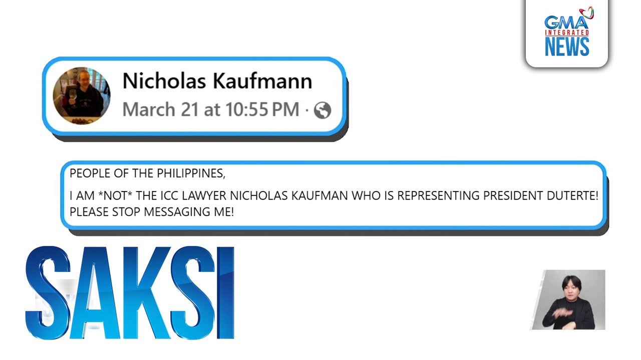 American author na si Nicholas Kaufmann, nilinaw na hindi siya ang abugado ni FPRRD | Saksi