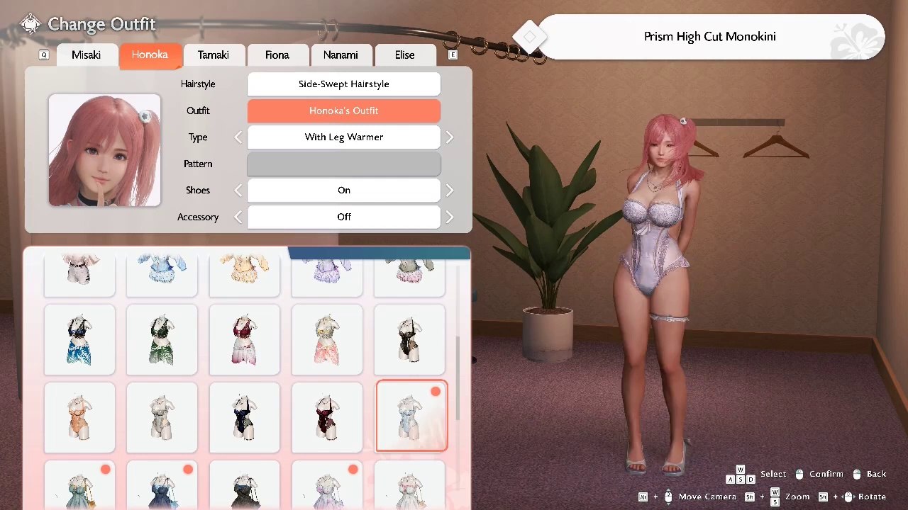 honoka all outfits/hairstyles Venus Vacation PRISM DEAD OR ALIVE Xtreme