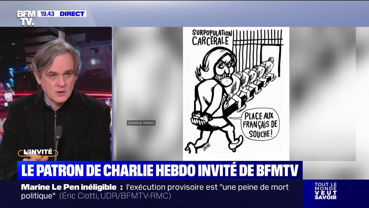 Procès RN: "C'est inacceptable que des responsables politiques s'en prennent aux juges", affirme Riss, directeur de la rédaction de Charlie Hebdo