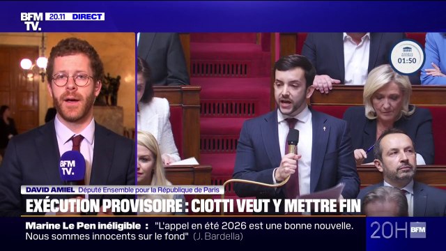 Débat sur l'exécution provisoire: Cela ne vise qu'à faire oublier l'information majeure qui est qu'ils ont été condamnés , affirme David Amiel (Ensemble)