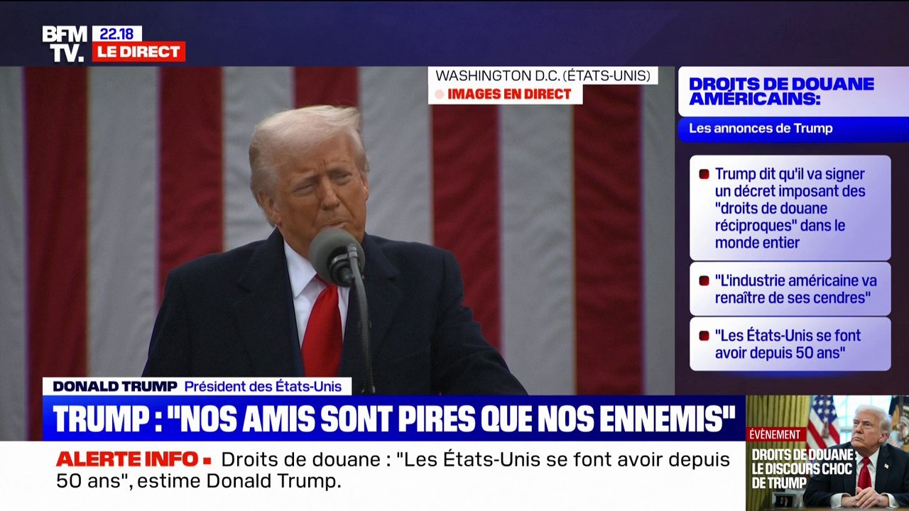 "Liberation Day": "Il faut mettre des barrières tarifaires qui nous protègent", affirme Donald Trump