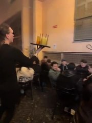 Speedy Waiter Creates Mess By Spilling Drinks on Customers