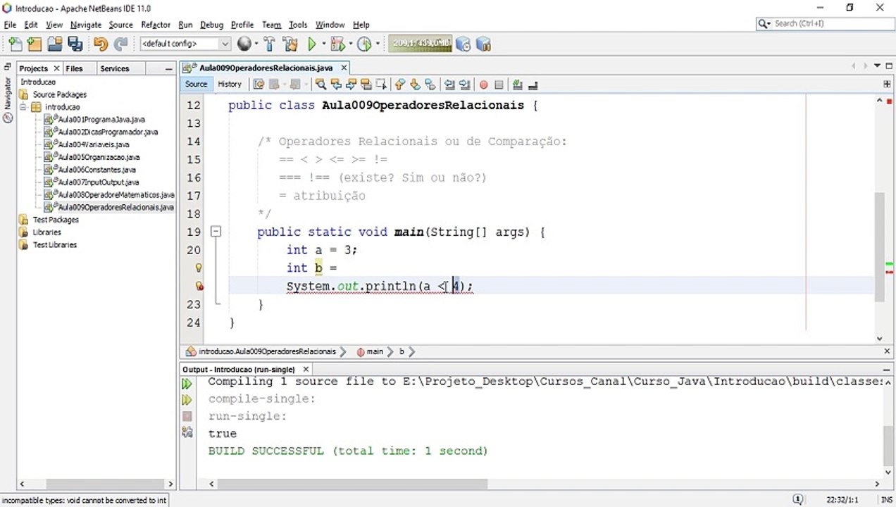 Curso de Java | Aula 010 - Como Usar Operadores de Comparação (Relacionais)