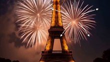 Fireworks at Eiffel Tower AI generated