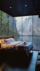 Modern Glass-Walled Bedroom.