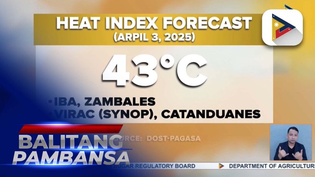 Iba, Zambales at Virac, Catanduanes, posibleng makaranas ng matinding init ngayong araw