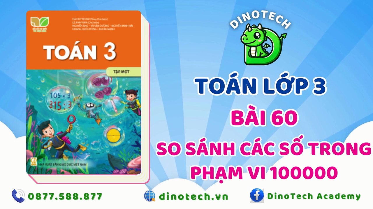 Toán lớp 3 - Bài 60 So sánh các số trong phạm vi 100000 || DINOTECH