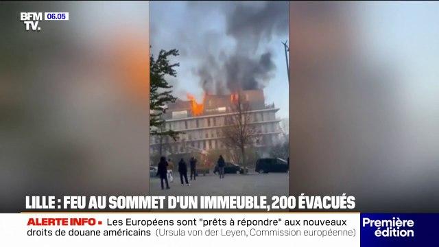 Lille: un violent incendie s'est déclaré au sommet d'un immeuble forçant l'évacuation de 200 personnes
