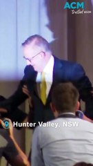 Oops! PM falls off stage in the Hunter Valley