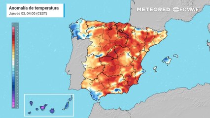 Anomalías de temperatura previstas en superficie durante los próximos días.