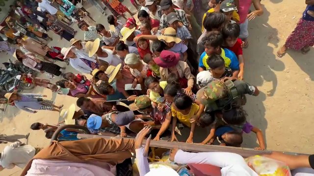 Hundreds of Myanmar quake victims line up for aid distribution