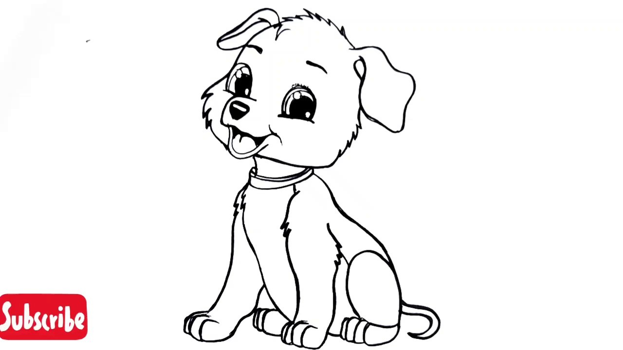 How to draw a cute dog step by step __ Easy drawing for beginners