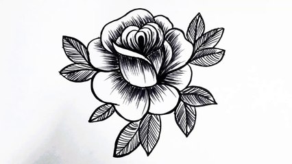 How to draw a rose __ Easy flower drawing tutorial for beginners