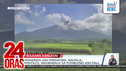 Moderate ash emissions, naitala; PHIVOLCS, nagbabala sa posibleng ash fall | 24 Oras