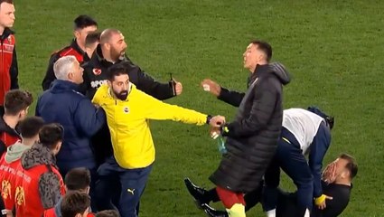 Moment Jose Mourinho leaves rival manager on the floor after heated derby clash