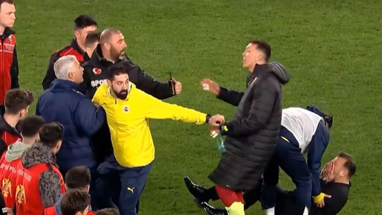 Moment Jose Mourinho leaves rival manager on the floor after heated derby clash