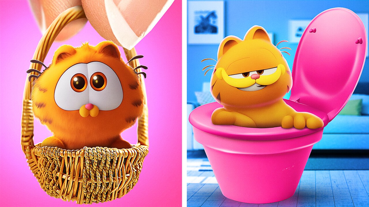 Recovery Of A Sad And Ugly Garfield! How To Make A Toilet For Your Cat by 123 GO! UNIVERSE