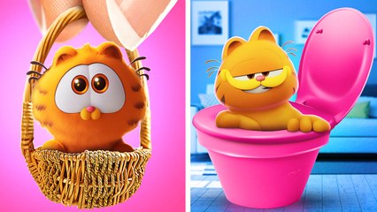 Recovery Of A Sad And Ugly Garfield! How To Make A Toilet For Your Cat by 123 GO! UNIVERSE