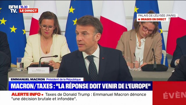 Taxes douanières américaines: La riposte européenne se fera en deux étapes , détaille Emmanuel Macron