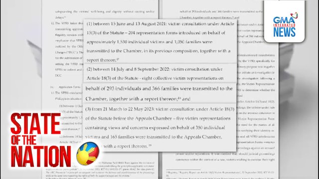 ICC registry, nagsagawa ng 3 konsultasyon sa mga kinatawan ng mga biktima umano ng EJK | SONA