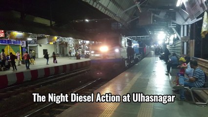 Night Diesel Railspotting at Ulhasnagar | CSMT Hospet Express with EMD skips at High Glow Lights