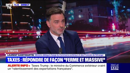 Droits de douane américains: "Il faut savoir répondre de façon ferme et massive", affirme Laurent Saint-Martin, ministre délégué chargé du Commerce extérieur