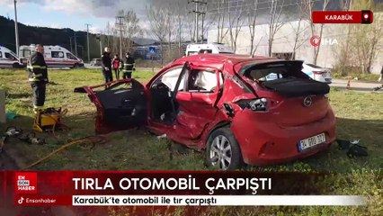 Karabük'te otomobil ile tır çarpıştı