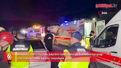 Bayram dönüşü zincirleme kaza! Yaralı sürücünün ambulanstan inip eşyalarını alması dikkat çekti