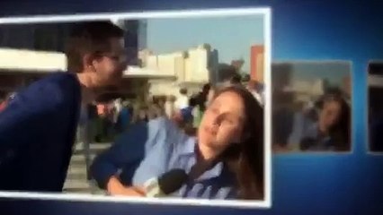 رد فعل عنيف من مراسلة تجاه مشجع في كأس العالم بعد محاولته تقبيلها