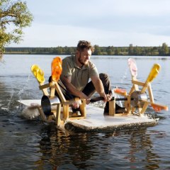Witness Him Transform Spare Time and Flip-Flops into a Floating Fun! 🛶😄