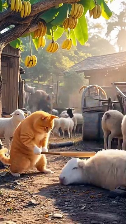 Cat hunting goat