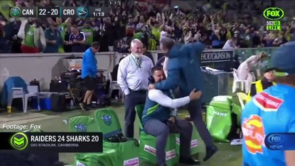 Ricky Stuart's Epic Celebration as Canberra Raiders Secure Victory 🏉