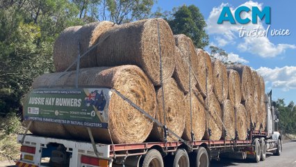 52 truck convoy delivers hay bales to flood-affected farmers
