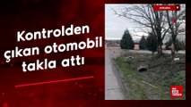 Ankara'da kontrolden çıkan otomobil takla attı