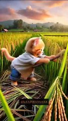 Poor Cat's Friends Laughed at Him for Working on the Rice Field