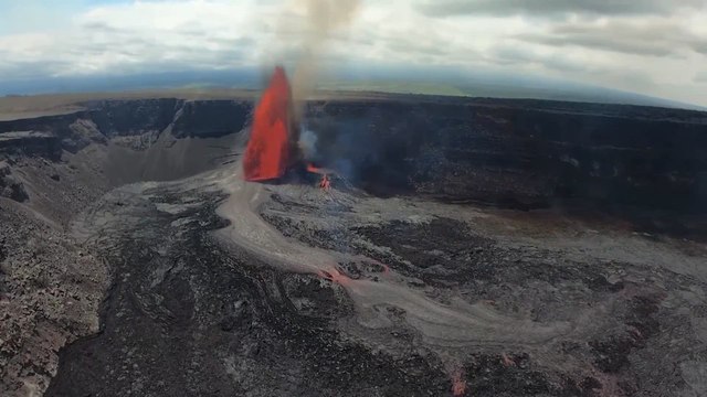 Aerial footage shows Hawaii's Kilauea volcano spewing lava more than 200 metres high