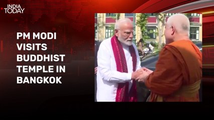 PM Modi visits Buddhist temple in Bangkok, interacts with monks