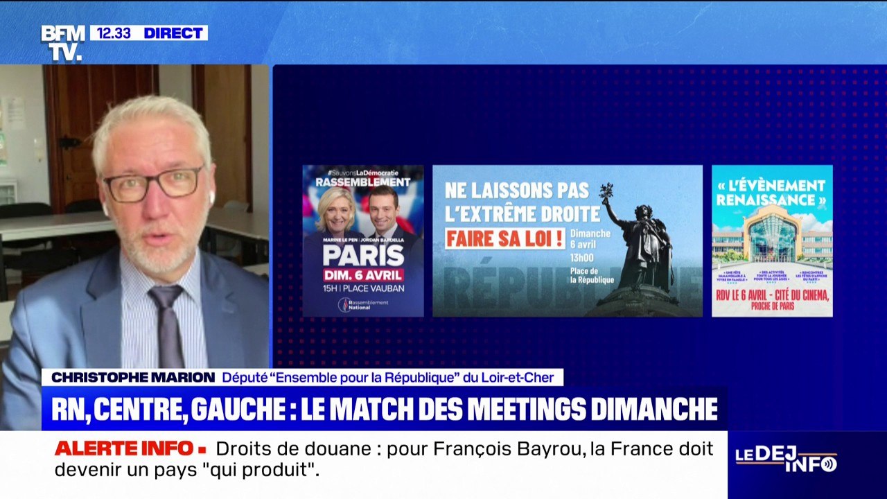 Meeting du RN: "Une manifestation de soutien à des délinquants", selon Christophe Marion (Ensemble pour la République)