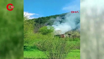 Bolu'da 2 katlı ahşap ev küle döndü