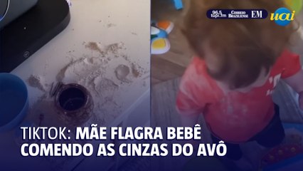 Mãe flagra bebê comendo cinzas do avô